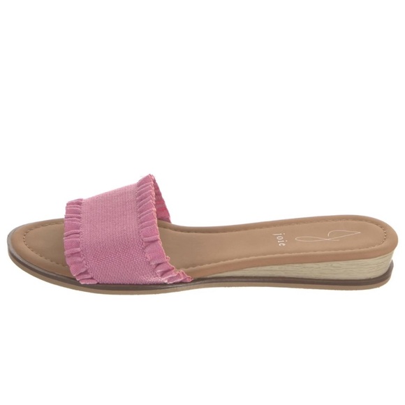 Joie Eidel Ruffled Leather Slide Sandals in Women\'s Pink Size 7.5